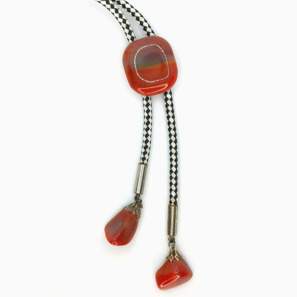 Polished carnelian Agate bolo tie - Picture 1 of 3
